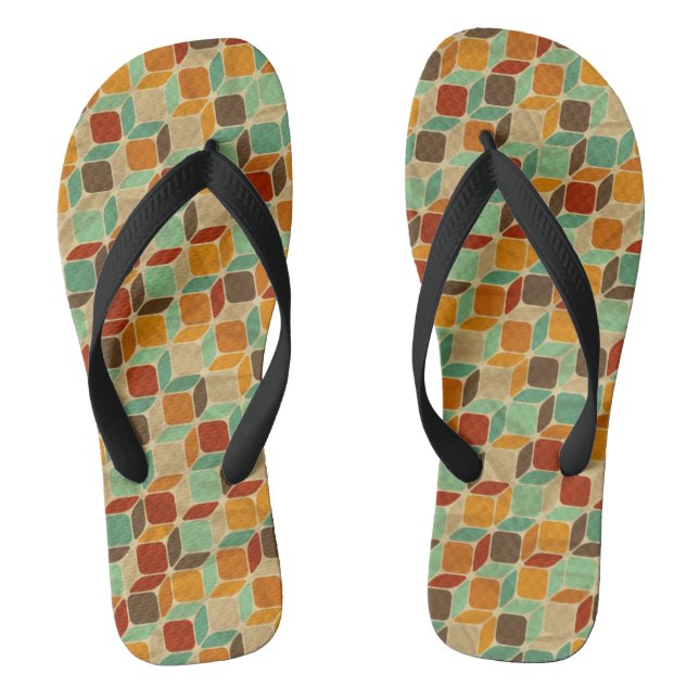 Retro geometrisches Muster 4 Flip Flops (Fußbett)