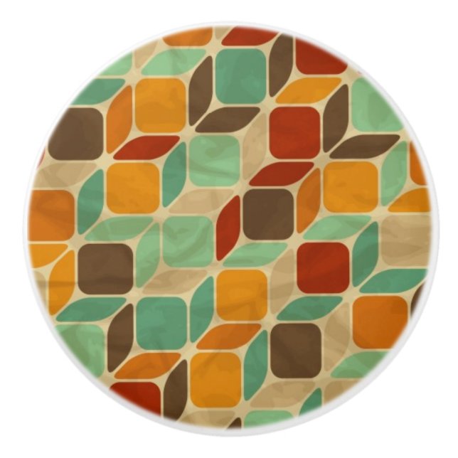 Retro geometrisches Muster 4 Keramikknauf (Vorderseite)