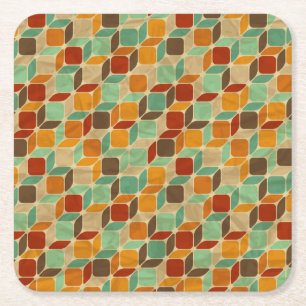 Retro geometrisches Muster 4 Rechteckiger Pappuntersetzer