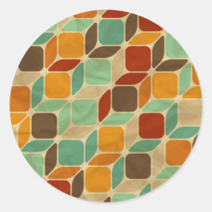Retro geometrisches Muster 4 Runder Aufkleber