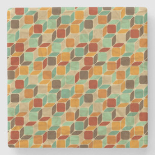 Retro geometrisches Muster 4 Steinuntersetzer
