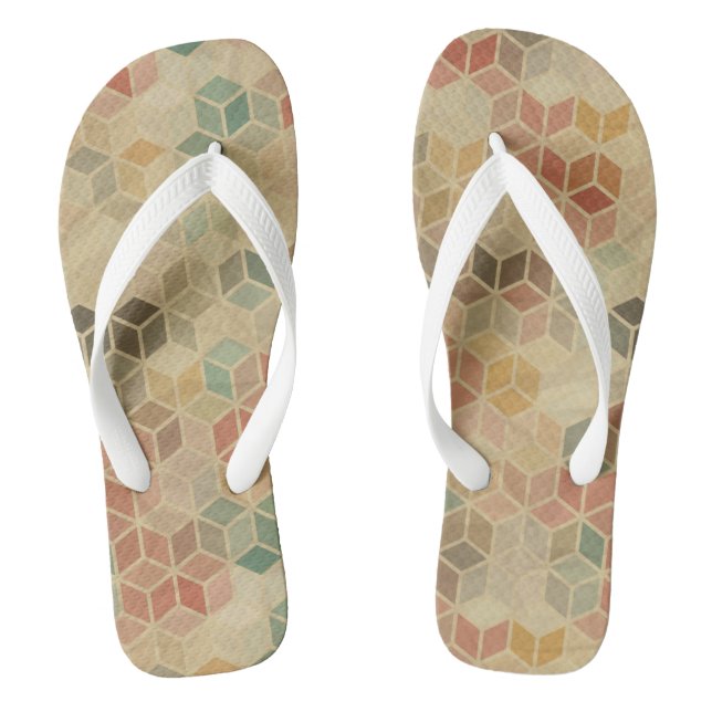 Retro geometrisches Muster 5 Flip Flops (Fußbett)