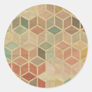 Retro geometrisches Muster 5 Runder Aufkleber