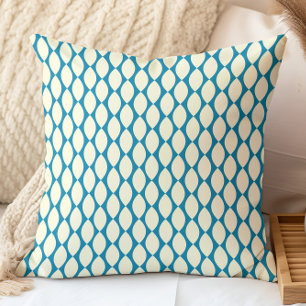 Retro geometrisches Muster Blau, Hellgelb Kissen