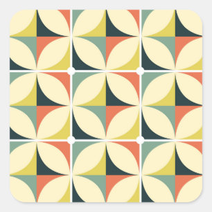 Retro-geometrisches Muster der 60er Jahre. Quadratischer Aufkleber
