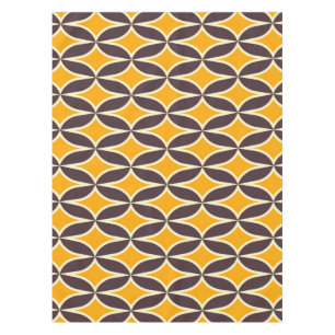 Retro geometrisches Muster gelbes und braunes Blat Tischdecke
