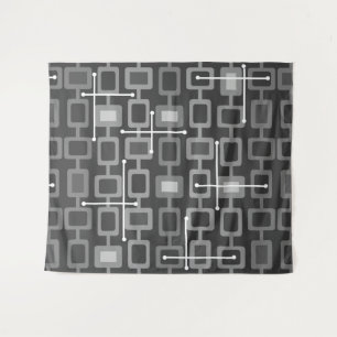 Retro Geometrisches Muster Gray der 50er Jahre Wandteppich
