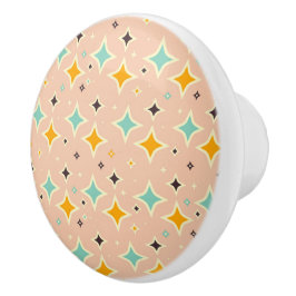 Retro-geometrisches Muster in Türkis, Orange und S Keramikknauf