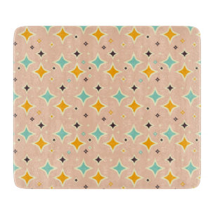 Retro-geometrisches Muster in Türkis, Orange und S Schneidebrett