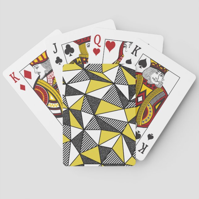 Retro-geometrisches Muster mit geringer Pollänge Spielkarten (Rückseite)
