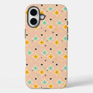 Retro-geometrisches Muster mit Türkis, Orange, Sch iPhone 16 Plus Hülle