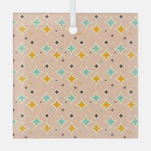 Retro-geometrisches Muster mit Türkis, Orange und Ornament Aus Glas