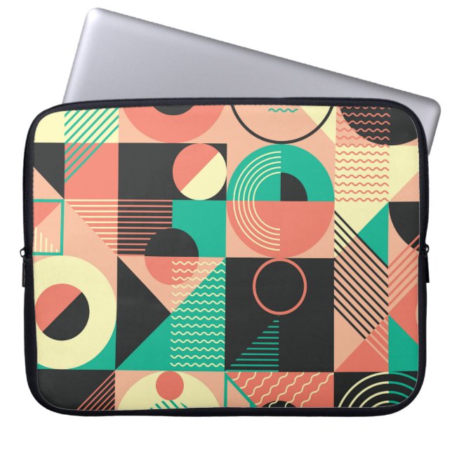 Retro-geometrisches Musterdesign Laptopschutzhülle (Vorderseite)