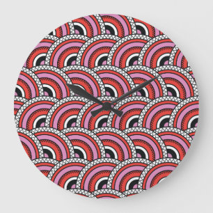 Retro-geometrisches nahtloses Muster Große Wanduhr