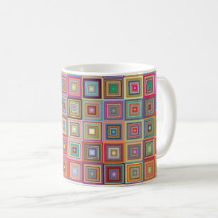Retro geometrisches quadratisches Fliesenmuster Kaffeetasse