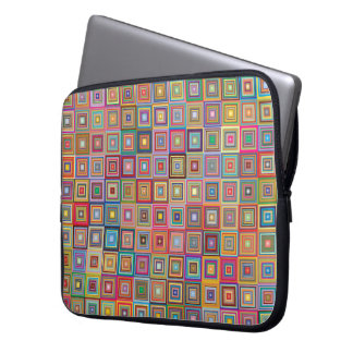 Retro geometrisches quadratisches Fliesenmuster Laptopschutzhülle