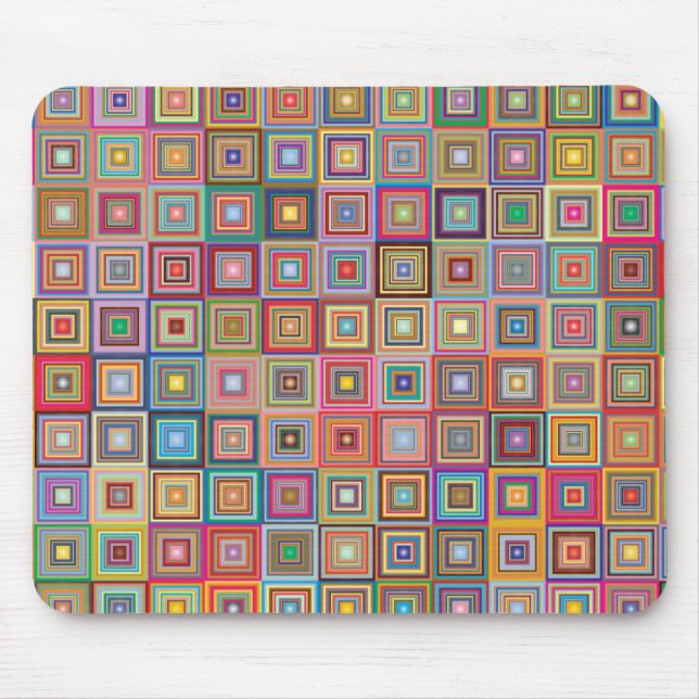 Retro-geometrisches quadratisches Fliesenmuster Mousepad (Vorne)