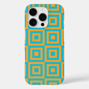 Retro-geometrisches Quadratmuster – kräftiges Oran iPhone 16 Pro Hülle