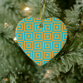 Retro-geometrisches Quadratmuster – kräftiges Oran Keramik Ornament