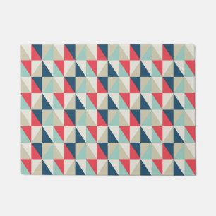 Retro geometrisches rotes und blaues fußmatte