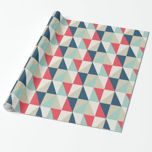 Retro geometrisches rotes und blaues geschenkpapier (Ungerollt)