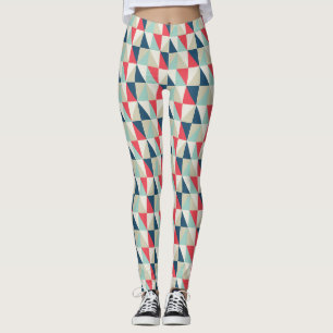 Retro geometrisches rotes und blaues leggings