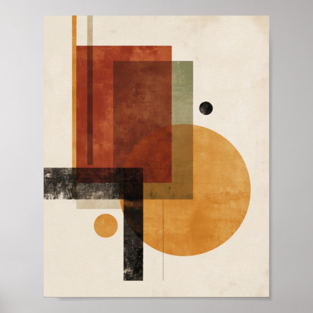 Retro Geometry – Minimal Wall Art in Rust Beige Poster (Vorne)