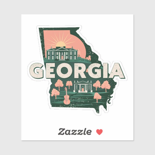 Retro Georgia Sticker (Blatt)
