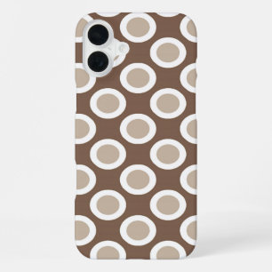Retro gepunktete Kreise, Brauntöne von Taupe iPhone 16 Plus Hülle