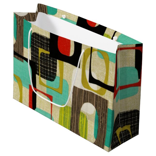 Retro Gerahmt Tan Große Geschenktüte (Vorderseite Schrägansicht)