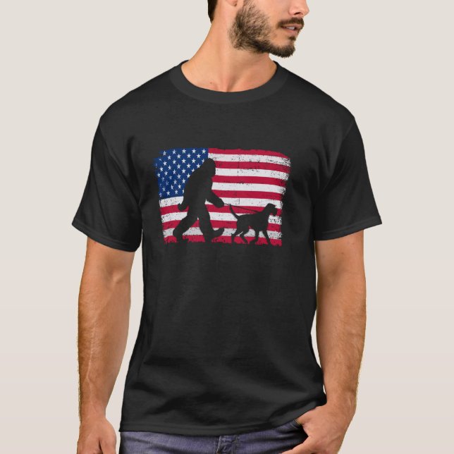 Retro German Drahthaar Pointer 4. Juli US Ame T-Shirt (Vorderseite)