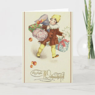 Retro German Frohes Weihnachtsfest Weihnachtsfest  Feiertagskarte