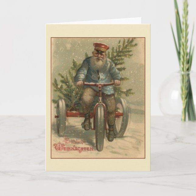 Retro German Fröhliche Weihnachten Christmas Card (Vorderseite)