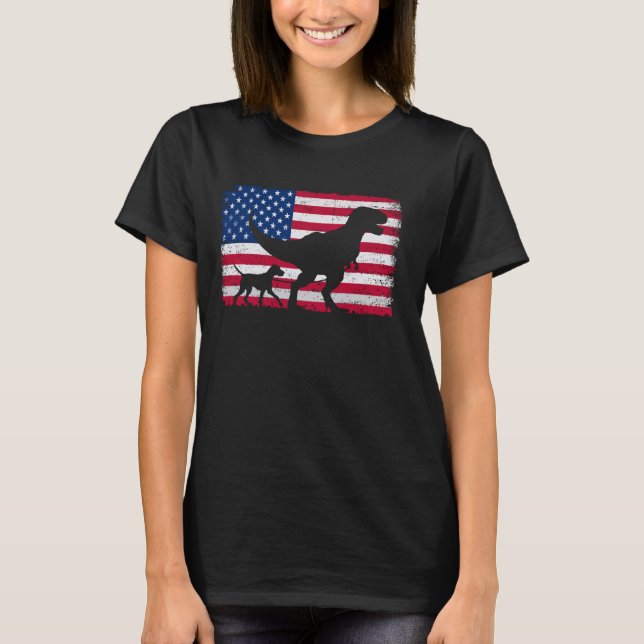 Retro German Kurzhaarige Pointer 4. Juli Ameri T-Shirt (Vorderseite)