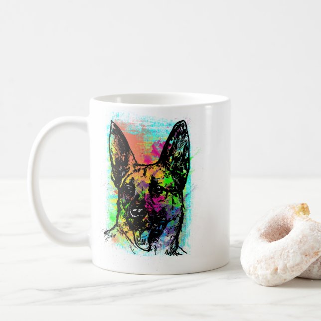 Retro German Shepard Kaffeetasse (Mit Donut)