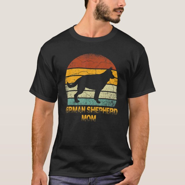 Retro German Shepherd Mama Dackel Dog Owner Mutter T-Shirt (Vorderseite)