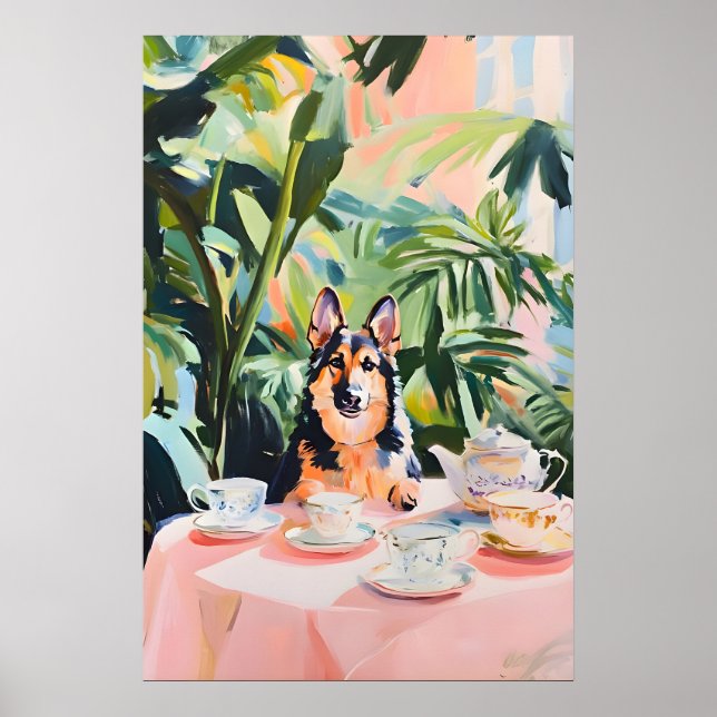 Retro German Shepherd Poster, German Shepherd Oil Poster (Vorne)