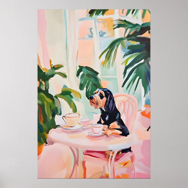 Retro German Wirehaired Pointer Poster, German Poster (Vorne)