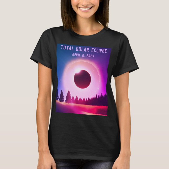 Retro Gesamte Sonnenfinsternis 8. April 2024 Lands T-Shirt (Vorderseite)