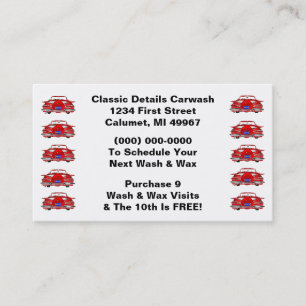 Retro Geschäfts-Lochkarte-klassische Autos Treuekarte