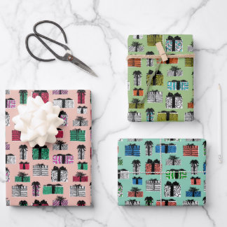 Retro-Geschenke verschiedene Farben Geschenkpapier Set