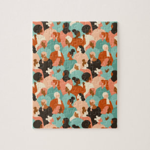 Retro-Gesichtsmuster des menschlichen Diversity Puzzle