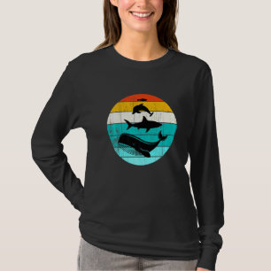 Retro gestackte Meerestiere Vintag Sonnenuntergang T-Shirt
