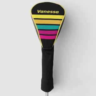 Retro gestreift dunkel 80er Jahre Streifen mit Nam Golf Headcover