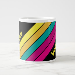 Retro gestreift dunkel 80er mit Namen Jumbo-Tasse
