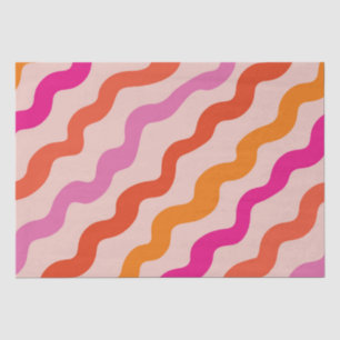 Retro-gestreifte abstrakte Wellen Rosa Rot Orange  Seidenpapier