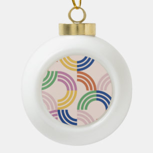 Retro gestreifte Kurven Geometrischer Hintergrund Keramik Kugel-Ornament