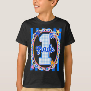 Retro-gestreifte Lehrerin der ersten Klasse 1. Kla T-Shirt