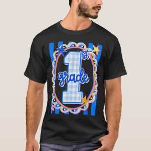 Retro-gestreifte Lehrerin der ersten Klasse 1. Kla T-Shirt