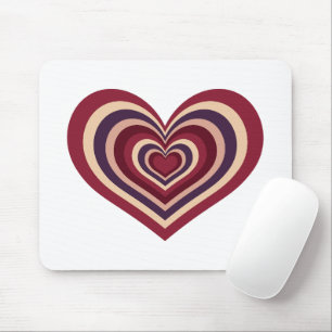 Retro-gestreifte Mausunterlage Herzform Mousepad